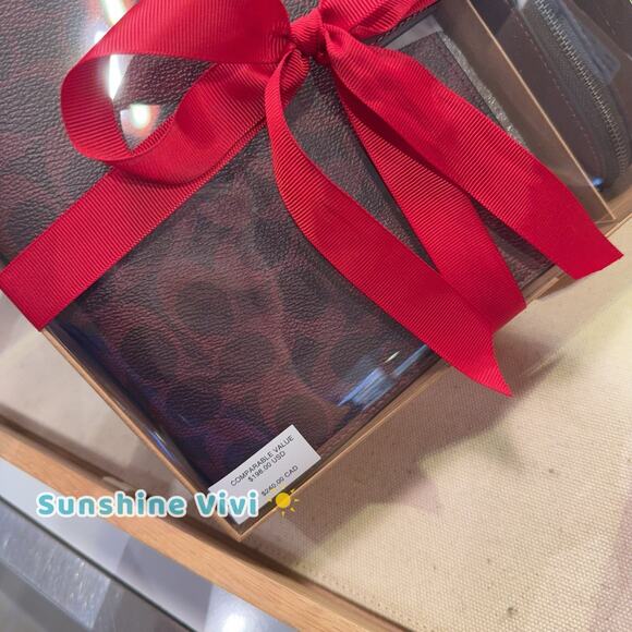 NWT Coach Boxed Notebook & Pencil Case Set Signature Canvas Black Currant CCP97 - Picture 2 of 4